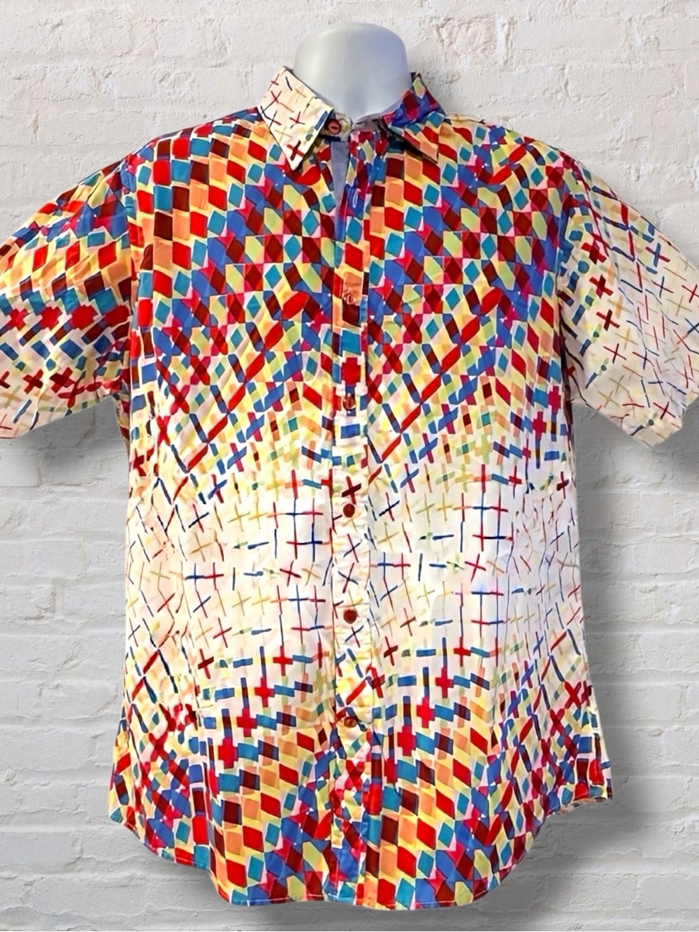 Cremieux Premium Denim Men’s L Multicolor Abstract Geometric Short Sleeve Shirt